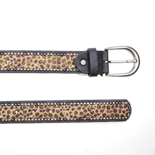 Designer Fall Leopard Pattern PU Leather Western Cowboy Belt Men Personality Alloy Pin Buckle Studded Rivets Jeans Belt Women - Image 5