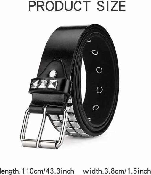 Wholesale Metal Punk Rock Rivet Belt With Bright Pyramid PU Leather Threads Studded Black Goth Belt Strap for Women Men - Image 4