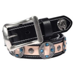 High Quality Pin Buckle Genuine Leather Punk Goth Biker Waist Belt Designer New Fashion Chrome Conchos Studded Belt for Adult