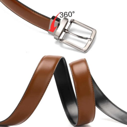 Casual 1.5" Full Grain Leather Man Belts With Single Prong Buckle Buckle Double Style 100% Real Leather Reversible Belts for Men - Image 4