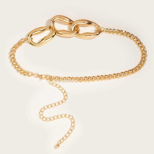 New Fashion Western Cowgirl Big Round Chains Belt Waist Belt for Women Dresses Punk Metal Golden Chain Belt for Ladies Girls - Image 2