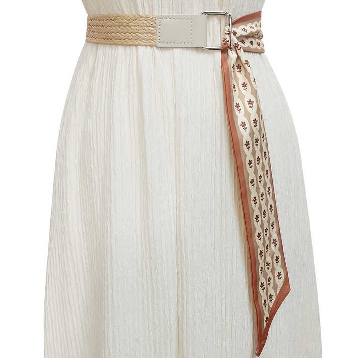 Wholesale Summer French Style Elegant Waist Belt for Lady Dress New Fashion Silk Splicing Braided Leather Belt for Young Girls - Image 5