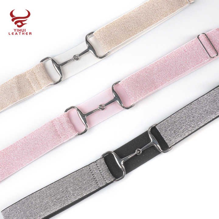 Custom High-quality Invisible Web Horseback Riding Belt No-show Clasp Buckle Horse Rider Lurex Elastic Equestrian Belt for Women - Image 2