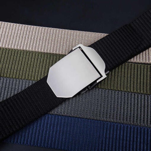 Glossy Laser LOGO Canvas Thickened Nylon Belt Boys Automatic Belt Buckle Casual Webbing Pants Belt for Man - Image 2