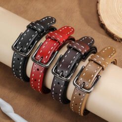 Custom High Quality Pin Buck Full Grain Leather Pants Belt Designer 2025 New Fashion Retro Stitching Leather Belt for Women