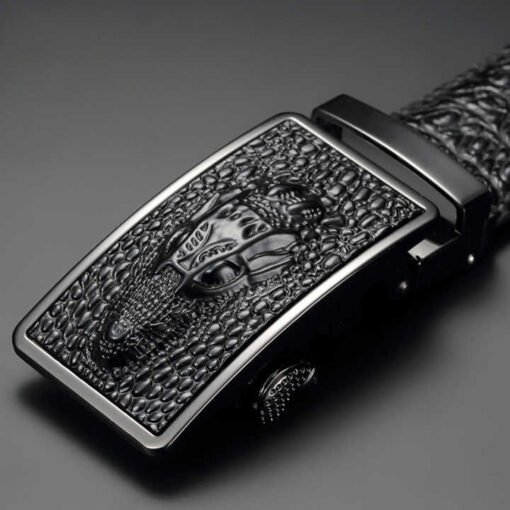 Automatic Diamond Buckle Belt Men's Casual Alligator Split Leather Belt Print Buckle Cowhide Crocodile Leather Belts Men - Image 4