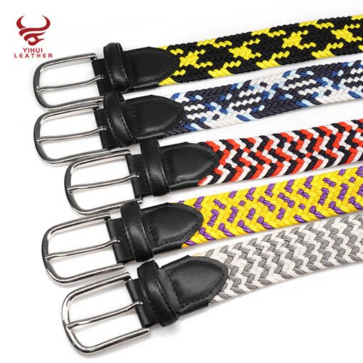 Factory Custom Fashion Casual Waist Woven Belt Braided Belt Knit Men Fabric Elastic Needlepoint Belt for Adult - Image 6