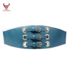 2022 New Design Women 3-metal Buckles Stretch Elastic Waist Wide Belt Woman Cinturones