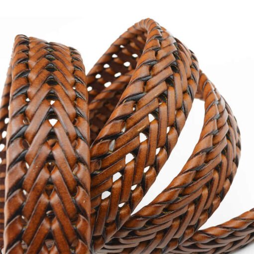 2022Custom Bonded Woven Braided Genuine Leather Belt for Women Men Dress Belt - Image 3