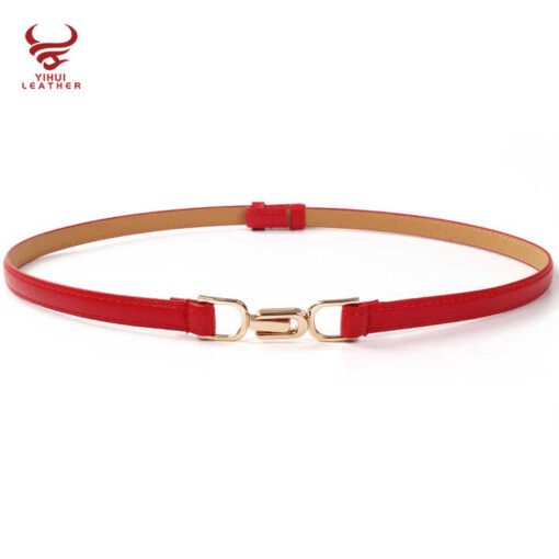 Customized Women Belt Skinny Adjustable Thin Chains Belt Pu Leather Retro Style Pin Buckle Faux Leather Waistband Belt for Girls - Image 6