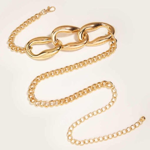 New Fashion Western Cowgirl Big Round Chains Belt Waist Belt for Women Dresses Punk Metal Golden Chain Belt for Ladies Girls - Image 3