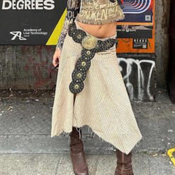2023 New Retro Punk Big Round Rivet Hole PU Leather Belt Disk Link Fashion Wide Ladies Wide Boho Disc Concho Leather Belt