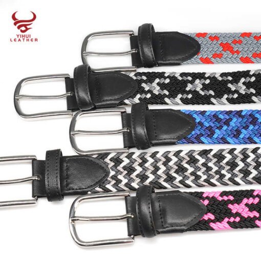 Factory Custom Fashion Casual Waist Woven Belt Braided Belt Knit Men Fabric Elastic Needlepoint Belt for Adult