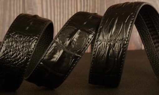 2024 New Crocodile Pattern Automatic Buckle Belt Men's Cowhide Casual 100% Leather Belt Personality Jeans Belt Boys - Image 3