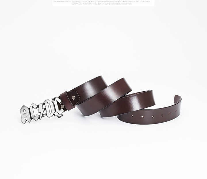Hot Sale Genuine Cowhide Leather Straps Customized Logo Belt Luxury Black Zinc Alloy Letter Buckle Belt for Men - Image 3