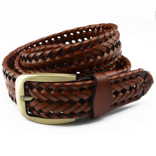 2022Custom Bonded Woven Braided Genuine Leather Belt for Women Men Dress Belt - Image 2