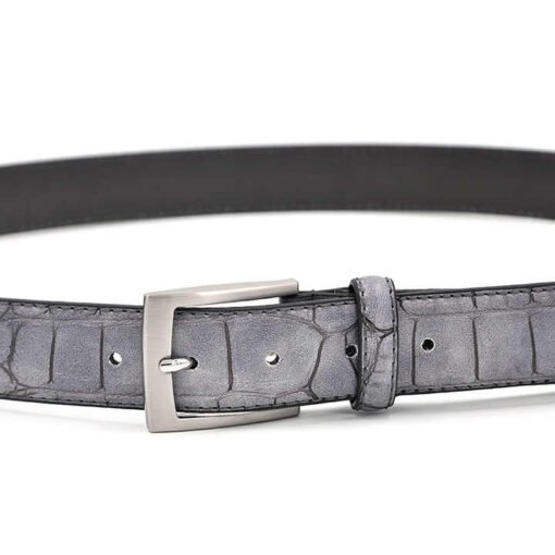 China Supplier Wholesale Embossed PU Leather Waist Belts Casual Style Prong Belt Buckle Crocodile Pattern Belt for Mens Jeans - Image 4
