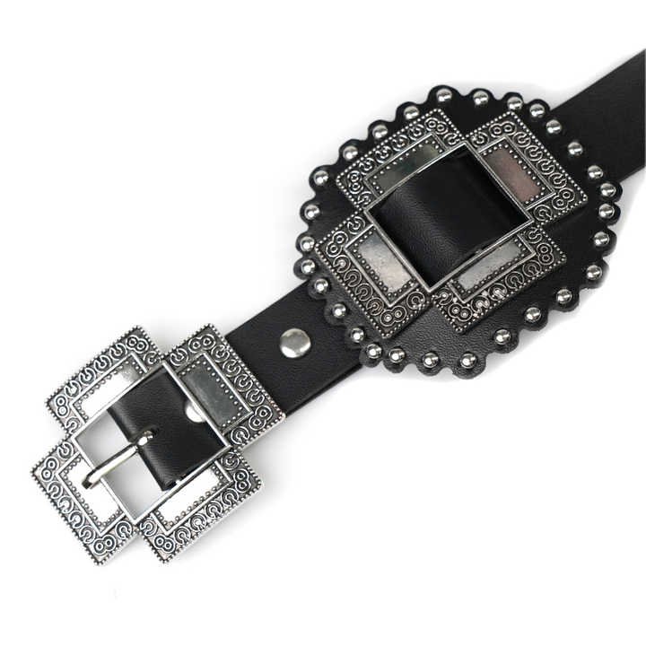New Product Hip Hop Standard Large Cross on Belt Girls Metal Belt Buckle Black Gothic PU Leather Belt Women - Image 6