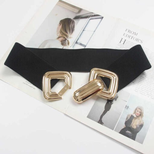 New Metal Butterfly Buckle Waist Belts Retro Clasp Cinch Buckle Elastic Stretch Waistband Belt for Jeans Dress - Image 6