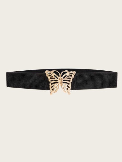 New Metal Butterfly Buckle Waist Belts Retro Clasp Cinch Buckle Elastic Stretch Waistband Belt for Jeans Dress - Image 4