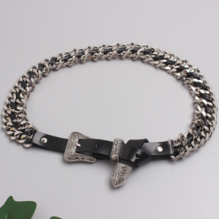 Halloween Black Genuine Leather Body Belt New Leather Waist Belt Designer Punk Rock Gothic Layered Metal Chain Belt for Women