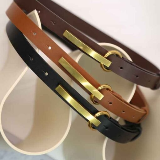 2024 Newest Skinny Pin Buckle Belt Leather Belt for Girls Multiple Styles Genuine Leather Thin Waist Jeans Belt for Pants - Image 3