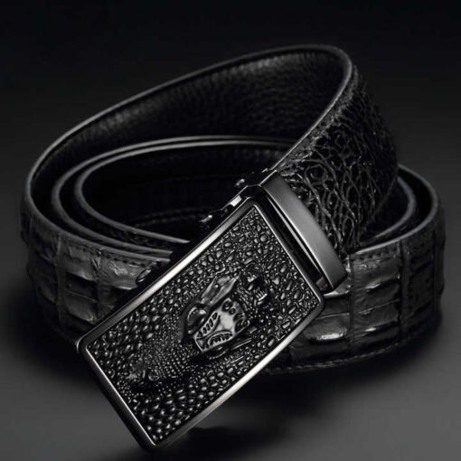Automatic Diamond Buckle Belt Men's Casual Alligator Split Leather Belt Print Buckle Cowhide Crocodile Leather Belts Men - Image 3