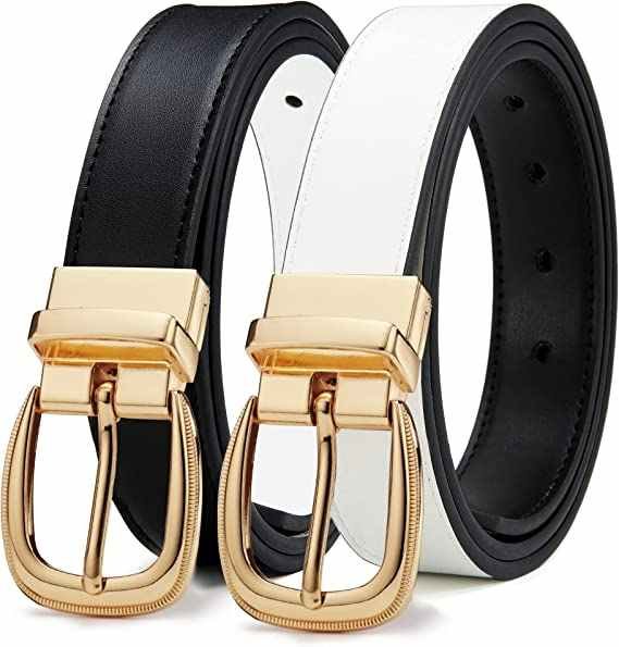 Wholesale 100% Leather Rotated Gold Belt Buckle Straps Waist 1.1" Width Jeans Belt Casual Leather Reversible Pants Belt Women - Image 6