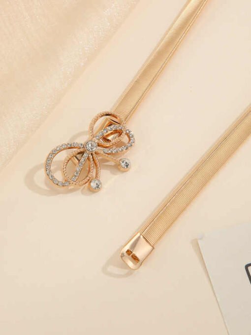 Luxury Lady Dress Skinny WeddingThin Belts Elastic Strength Waist Belt Gold Metal Body Chains Belt for Women Girls - Image 6
