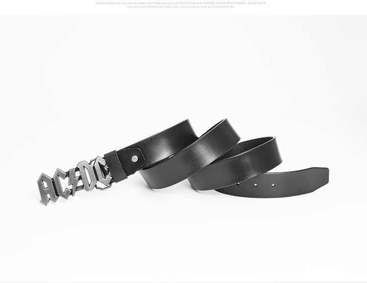 Hot Sale Genuine Cowhide Leather Straps Customized Logo Belt Luxury Black Zinc Alloy Letter Buckle Belt for Men - Image 4