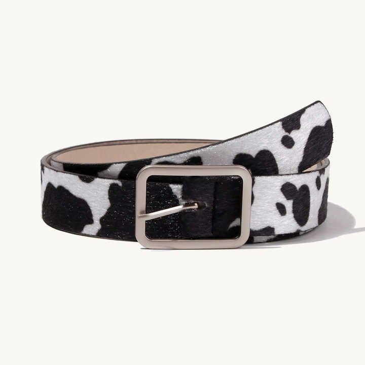 Wholesale Artificial Horse Hair Belts for Women Alloy Buckle Cow Pattern Waist Belt Fashion Faux Horse Hair Belt for Girl Ladies - Image 2