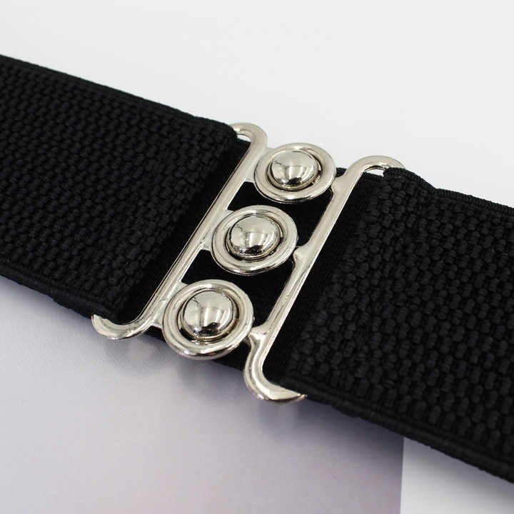 Manufacturer Elastic Strength Cinch Belt for Lady Halloween Retro Vintage Vertical Clasp Buckle Elastic Waistband Belt Women - Image 3