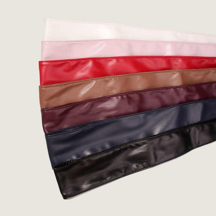 New Faux Leather Obi Wide Wrap Retro Self Tie Wrap Corset Belt Waistband Lady Dress Bowknot Wide PU Leather Obi Belt for Women - Image 3