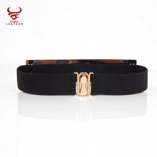 Hot Sale Designer Golden Elastic Strength Skinny Body Waist Belts for Woman Gold Brand Metal Mirror Elastic Ladies Dress Belt - Image 6