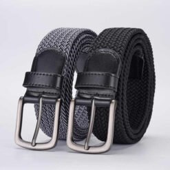 New Canvas Elastic Golf Belt Birthday Gifts Casual Jeans Pants Fabric Woven Belts Elastic Stretch Knitted Leather Belts for Men
