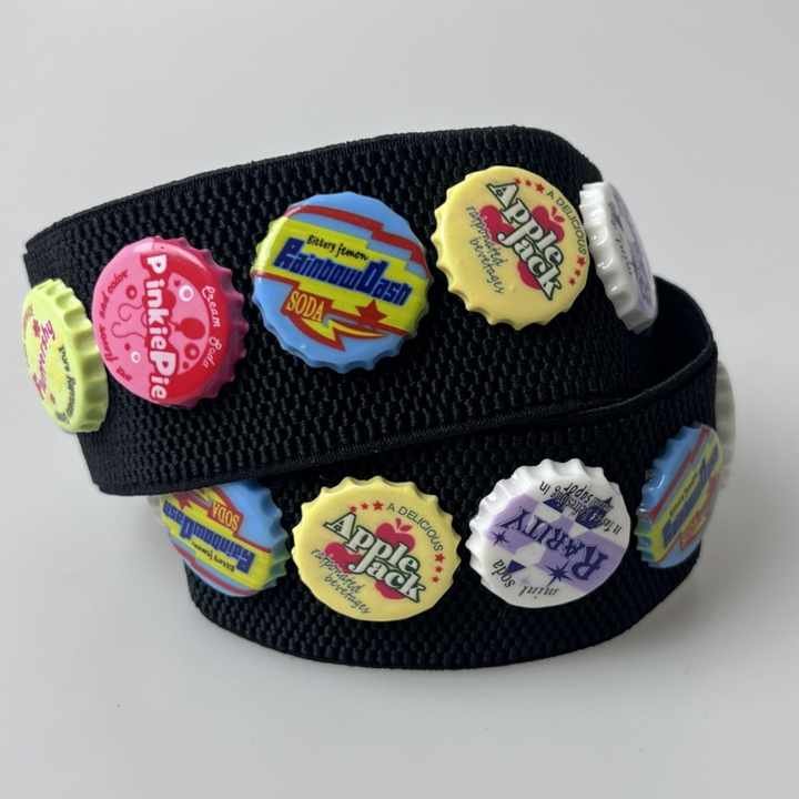 Custom Fashion Women Stretchy Waist Belt Elastic Skinny Belt for Ladies 2025 New Designer Punk Studded Wine Bottle Cap Belt - Image 3