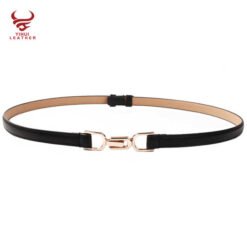 Customized Women Belt Skinny Adjustable Thin Chains Belt Pu Leather Retro Style Pin Buckle Faux Leather Waistband Belt for Girls
