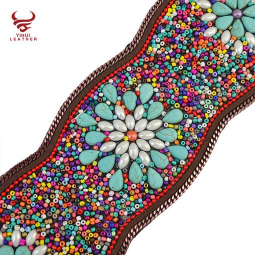 2020wholesale Custom Fahion Bohemia Elastic Belts Resin Dress Fancy Belt for Women - Image 5