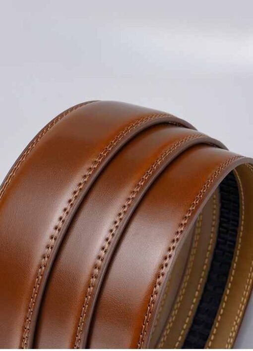 New Arrival Luxury Designer Cowhide Leather Slide Ratchet Waist Belts Genuine Leather Men Belt With Automatic Click Buckle - Image 4