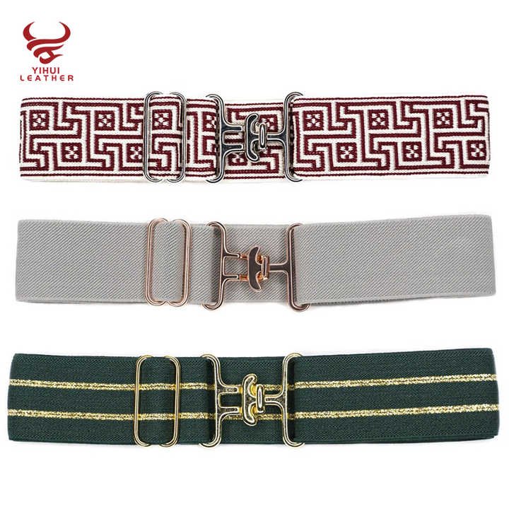 Factory Wholesale Cheap Designer Women Elastic Belts With Shark Buckle Equestrian Elastic Horse Rider Belt Girls
