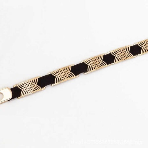 2023 New Style Luxury Elastic Leather Thin Belt Designer High Quality Skinny Floral Thin Leather Chain Belt for Women - Image 6