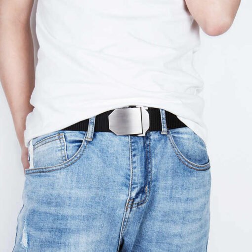 Glossy Laser LOGO Canvas Thickened Nylon Belt Boys Automatic Belt Buckle Casual Webbing Pants Belt for Man - Image 4