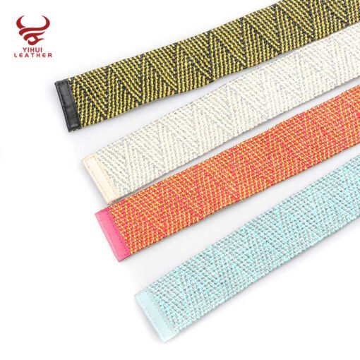 Boho Style PP Straw Round Buckle Waist Belt Colorful Elastic Belt for Youngers 2025 New Designer Braided Women PP Straw Belt - Image 3
