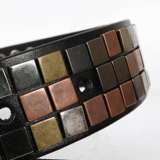 Designer Gothic Punk Rock Belt Studded Row Pyramid Square Roller Buckle Grommet Belt Genuine Leather Belt for Young Men Jeans - Image 3
