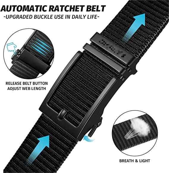 New Product Golf Casual Nylon Web Men's Belts for Men Jeans Shorts Adjustable Automatic Ratchet Buckle Nylon Tactical Belt Mens - Image 4