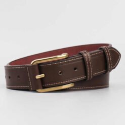 Classic Designs Heavy Stitch Faux Leather Belt for Work Business Pin Buckle Workwear Double Row Stitch PU Leather Belt for Men