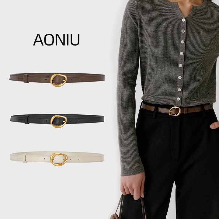 New Style Solid Color Soft Cowhide Leather Women Jeans Waist Belt Fashion Girls Dress Genuine Leather Belt With Irregular Belt - Image 3