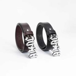 Hot Sale Genuine Cowhide Leather Straps Customized Logo Belt Luxury Black Zinc Alloy Letter Buckle Belt for Men