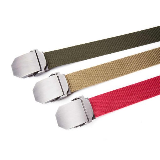 Glossy Laser LOGO Canvas Thickened Nylon Belt Boys Automatic Belt Buckle Casual Webbing Pants Belt for Man - Image 5