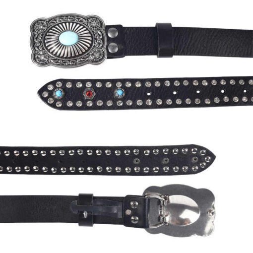 Genuine Leather Turquoise Stone Belt for Jeans Pants Rodeo Cowgirl Cowboy Country Belts High Quality Western Belts for Women Men - Image 4
